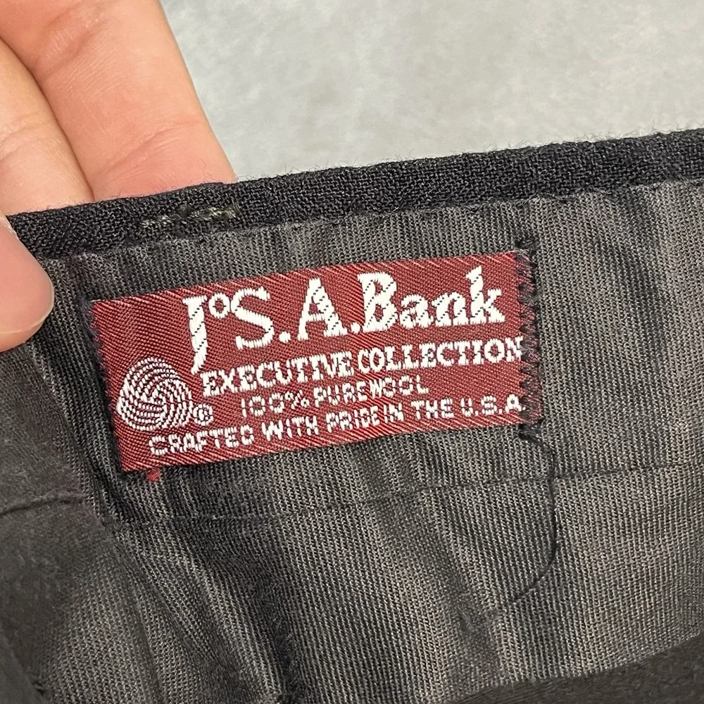 Jos A Bank Executive Collection Black 100% Wool Dress Pants Mens 37x28 USA Made